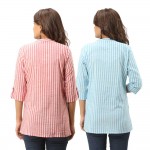 ASMANII COMBO PACK OF 2 RED LIGHT BLUE COTTON CASUAL STRIPED SHIRTS JAIPUR