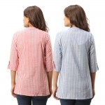 ASMANII COMBO PACK OF 2 RED BLUE COTTON CASUAL STRIPED SHIRTS JAIPUR