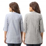 ASMANII COMBO PACK OF 2 BLUE GREY COTTON CASUAL STRIPED SHIRTS JAIPUR