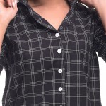 Black White Cotton Check Half Sleeve Shirt & Pyjama Set