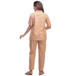 Orange Blue Cotton Striped Half Sleeve Shirt & Pyjama Set