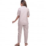 Pink Black Cotton Striped Half Sleeve Shirt & Pyjama Set