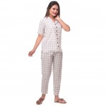White Black CottonCheck Half Sleeve Shirt & Pyjama Set