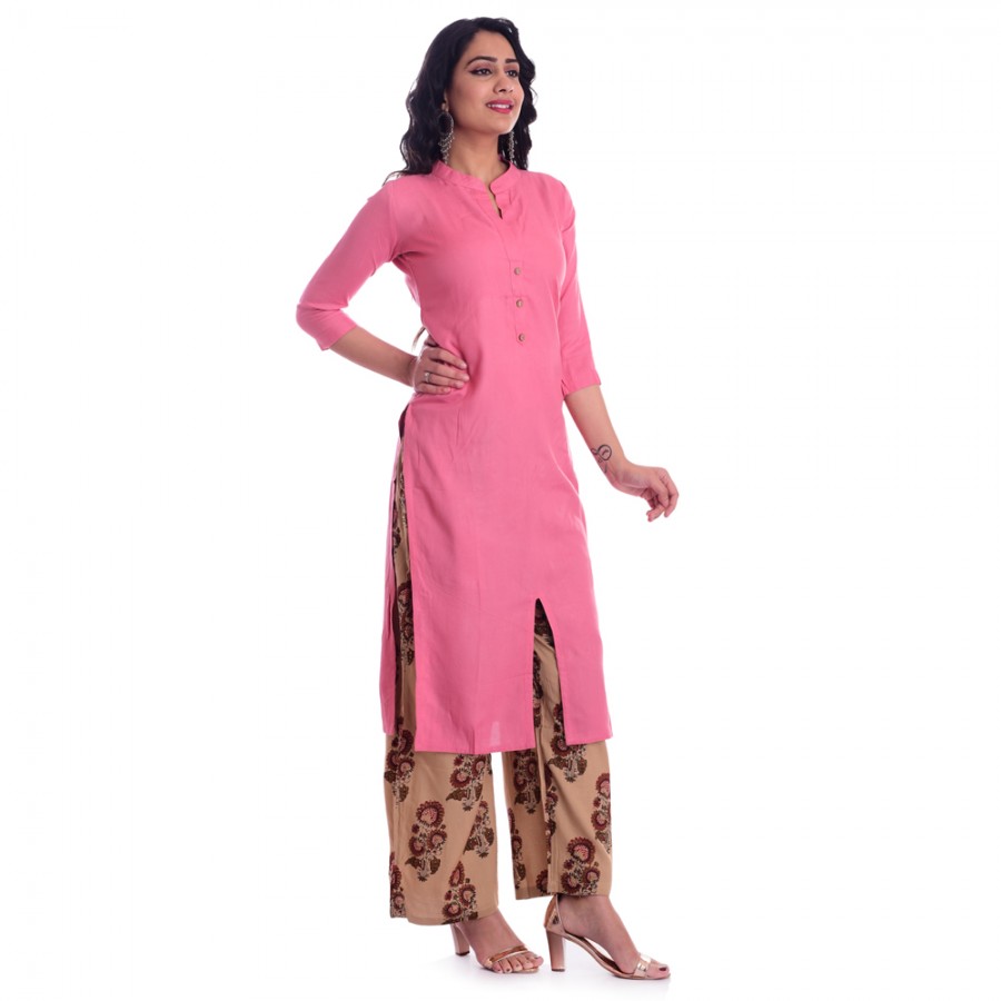 Buy rangita Cream Cotton Calf Length Embroidered Front Slit Kurti for Women  | Kurta for Women_S at Amazon.in