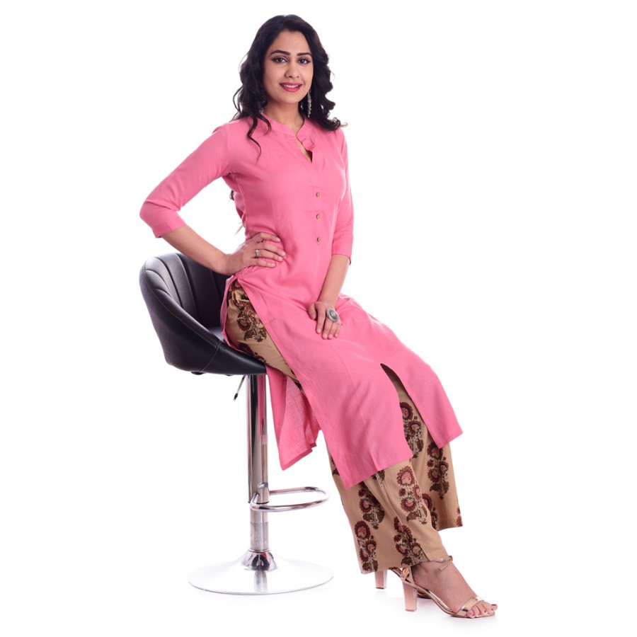 Women Indian Ethnic Palazzo Kurta Set Bollywood Style Front Cut Kurti  Stitched | eBay
