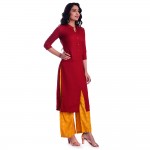 RED RAYON OPEN NECK WITH FRONT CUT KURTI JAIPUR