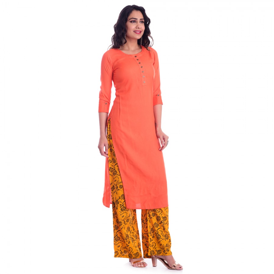 bandhani print cotton Long kurti Nice Orange Colour Hand Chikankari Lu –  Lucknow Chikan Emporium